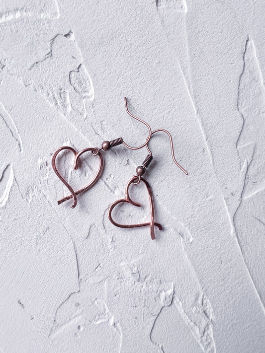 Heart Motif Copper Earrings