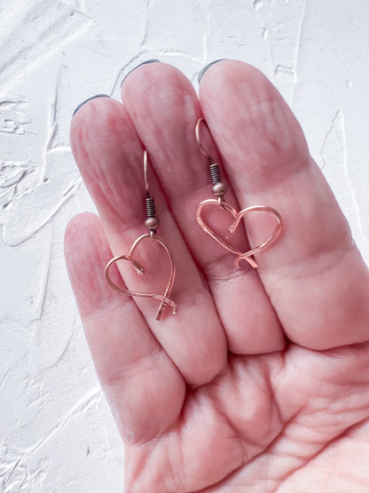 Heart Motif Copper Earrings