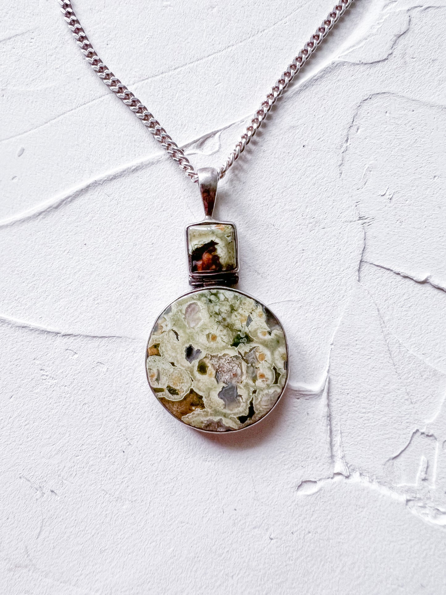 Earth Memory – Ocean Jasper and Silver Hinged Pendant