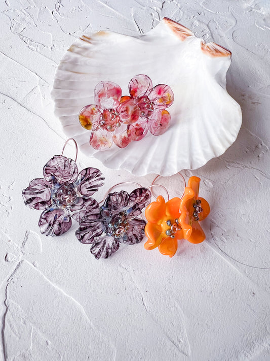 Handmade Whimsical Rose Gold Filled Wire and Lampwork Earrings