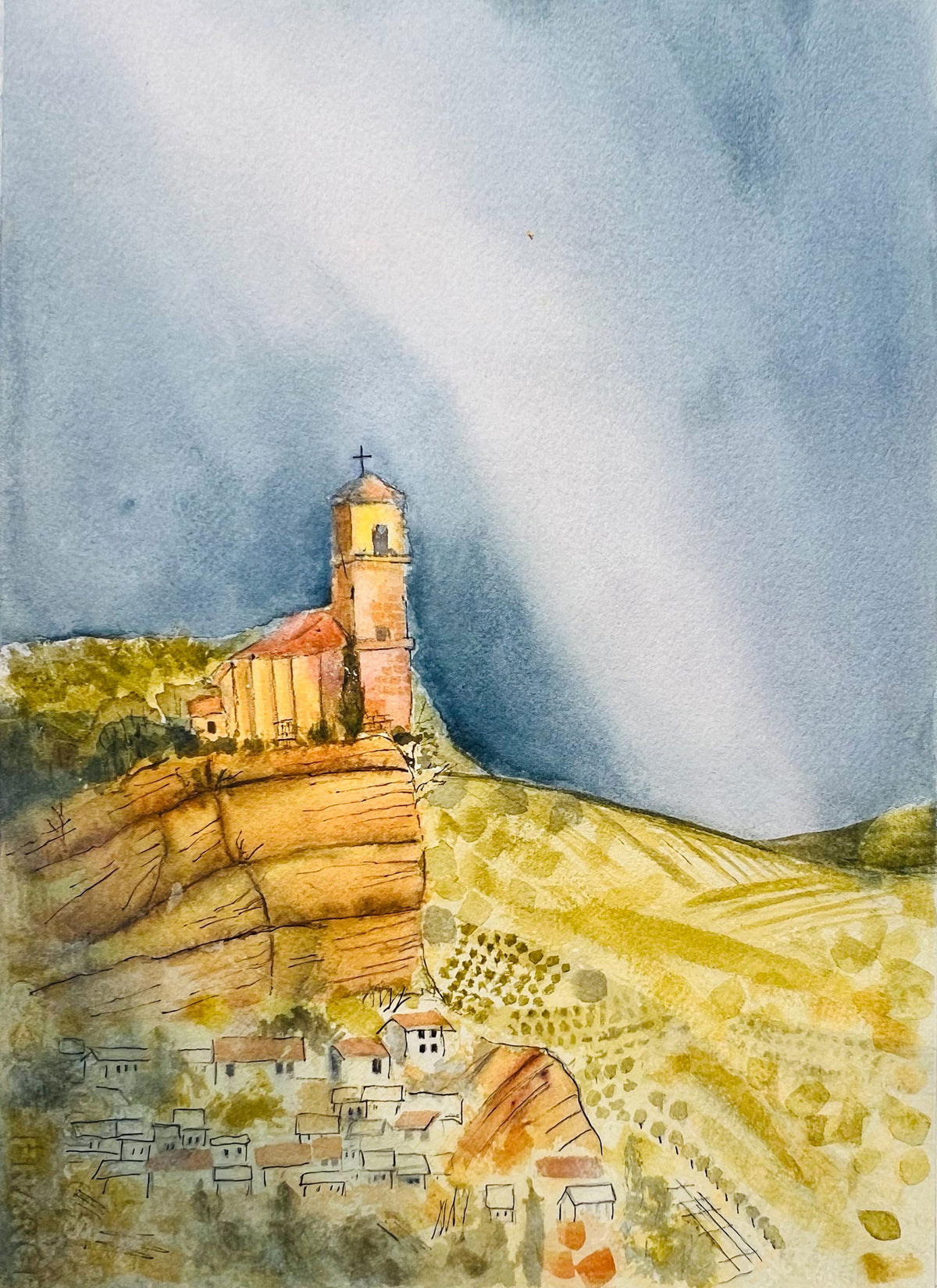 Above the Valley | Original Watercolour Painting - Copper Jewels