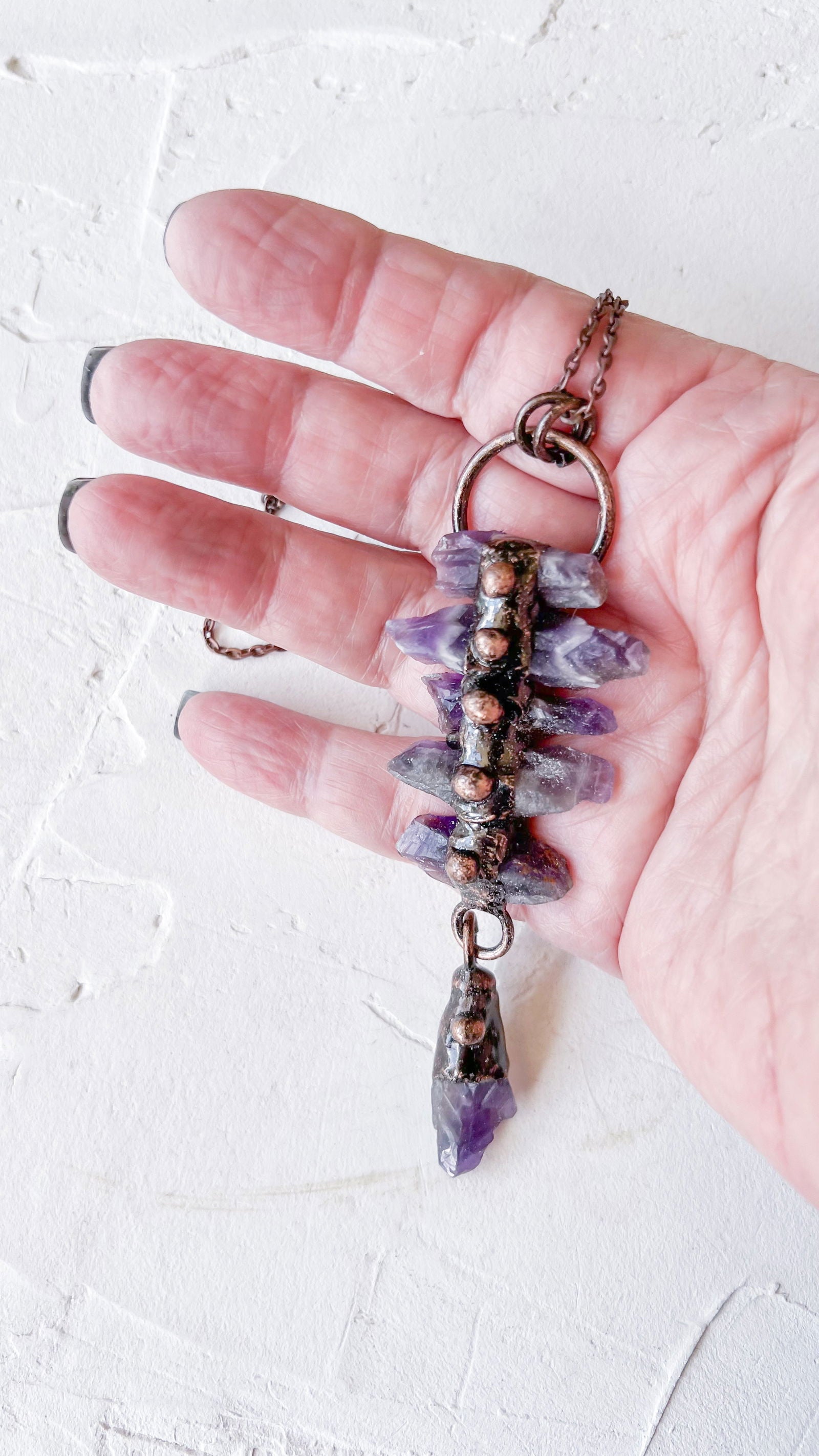 Amethyst Spire Copper Pendant - Copper Jewels