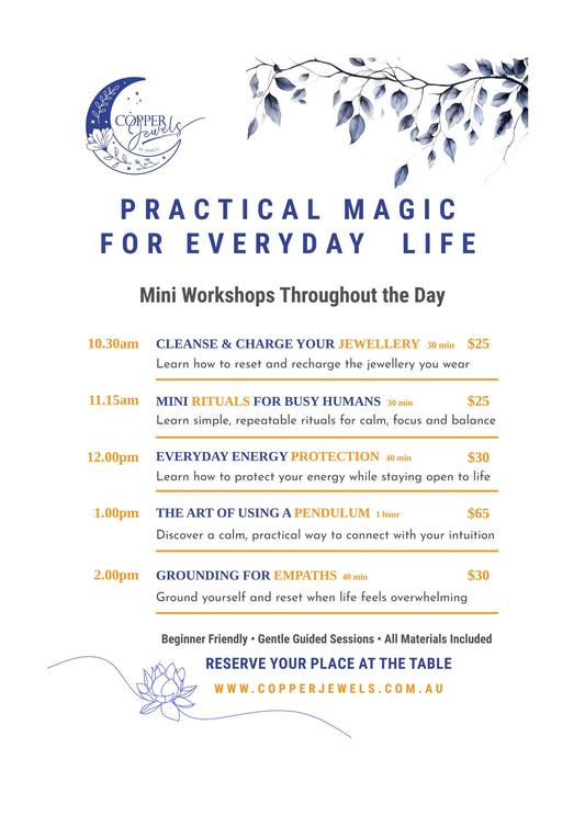 BRIBIE ISLAND Practical Magic for Everyday Life Mini Workshops - Copper Jewels