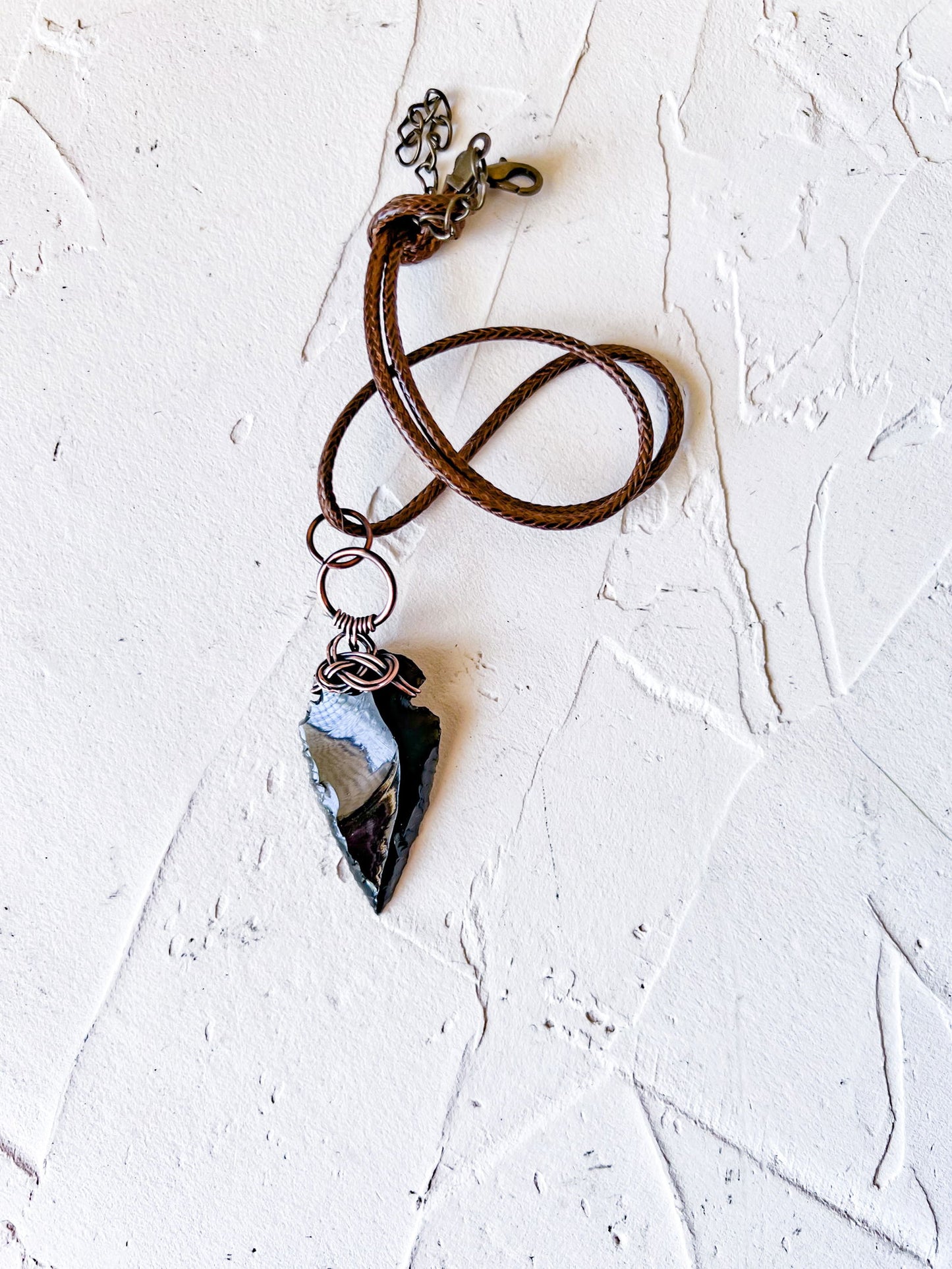 Black Obsidian Arrowhead with Celtic Knot - Copper Jewels