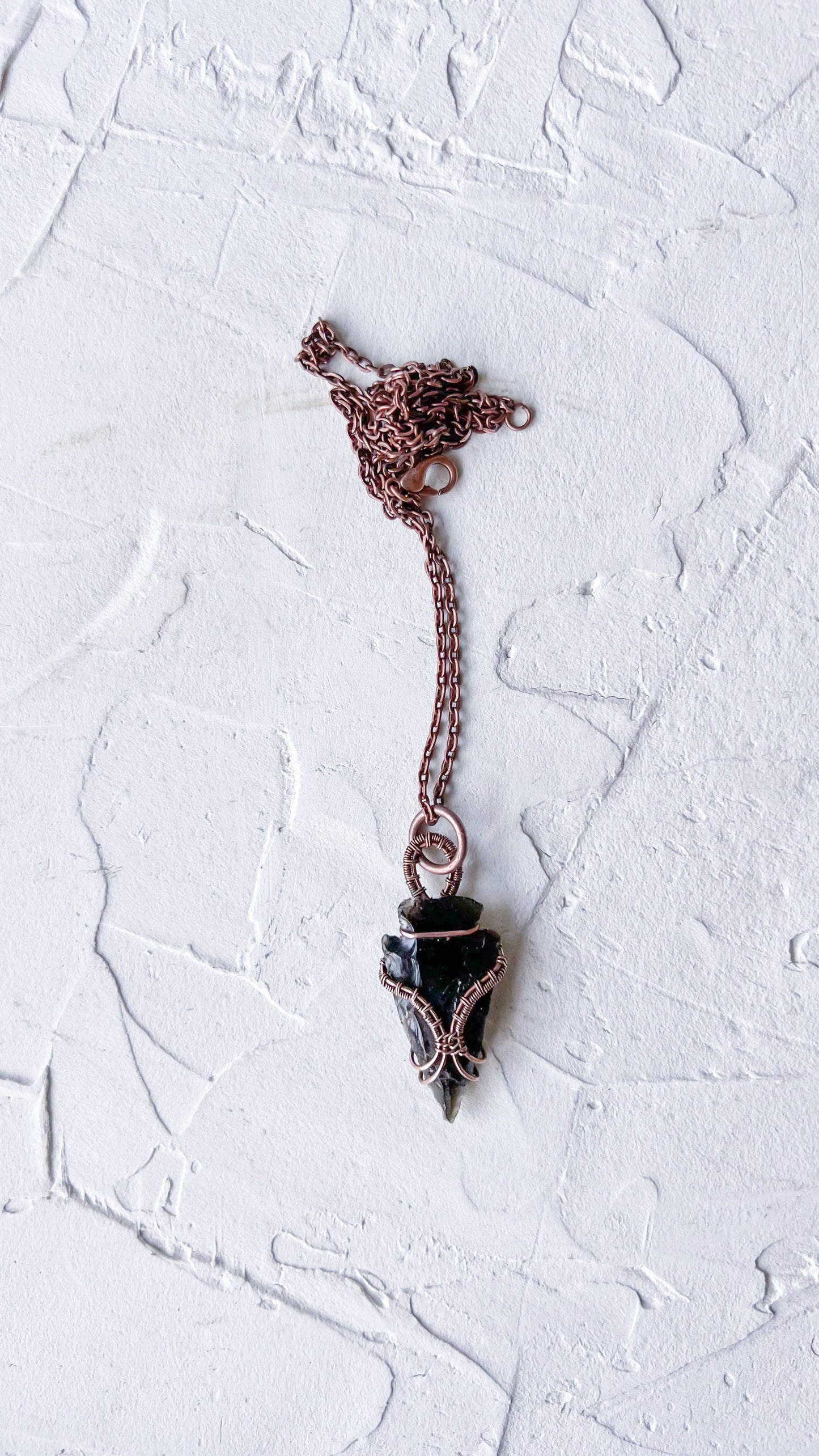 Black Obsidian Copper Arrowhead Pendant - Copper Jewels