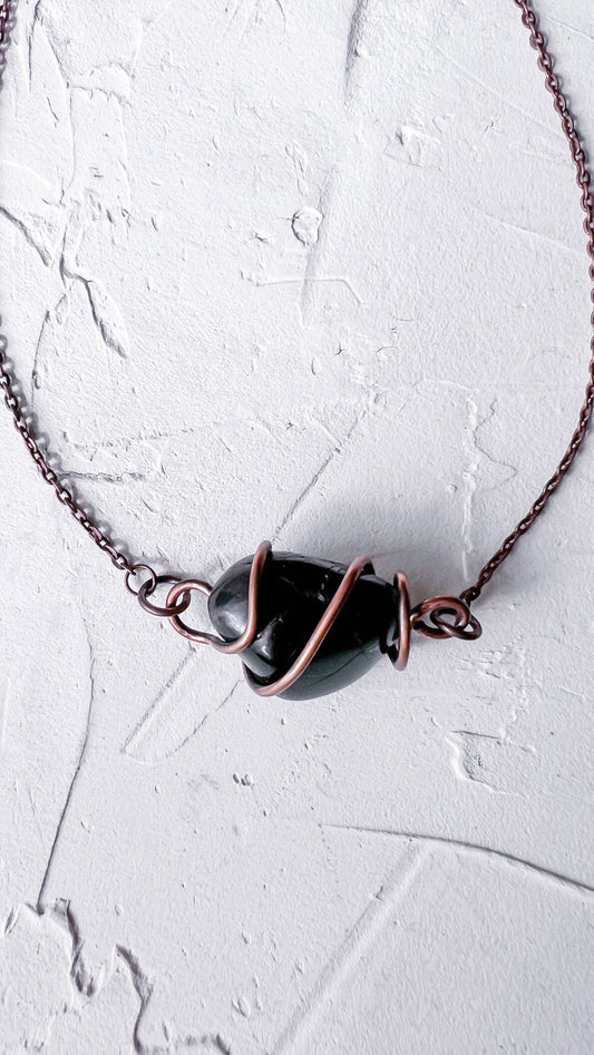 Black Tourmaline Tumble Necklace in Copper - Copper Jewels