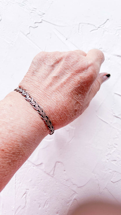 Braided Copper Bracelet with Australian Malachite droplet - Copper Jewels