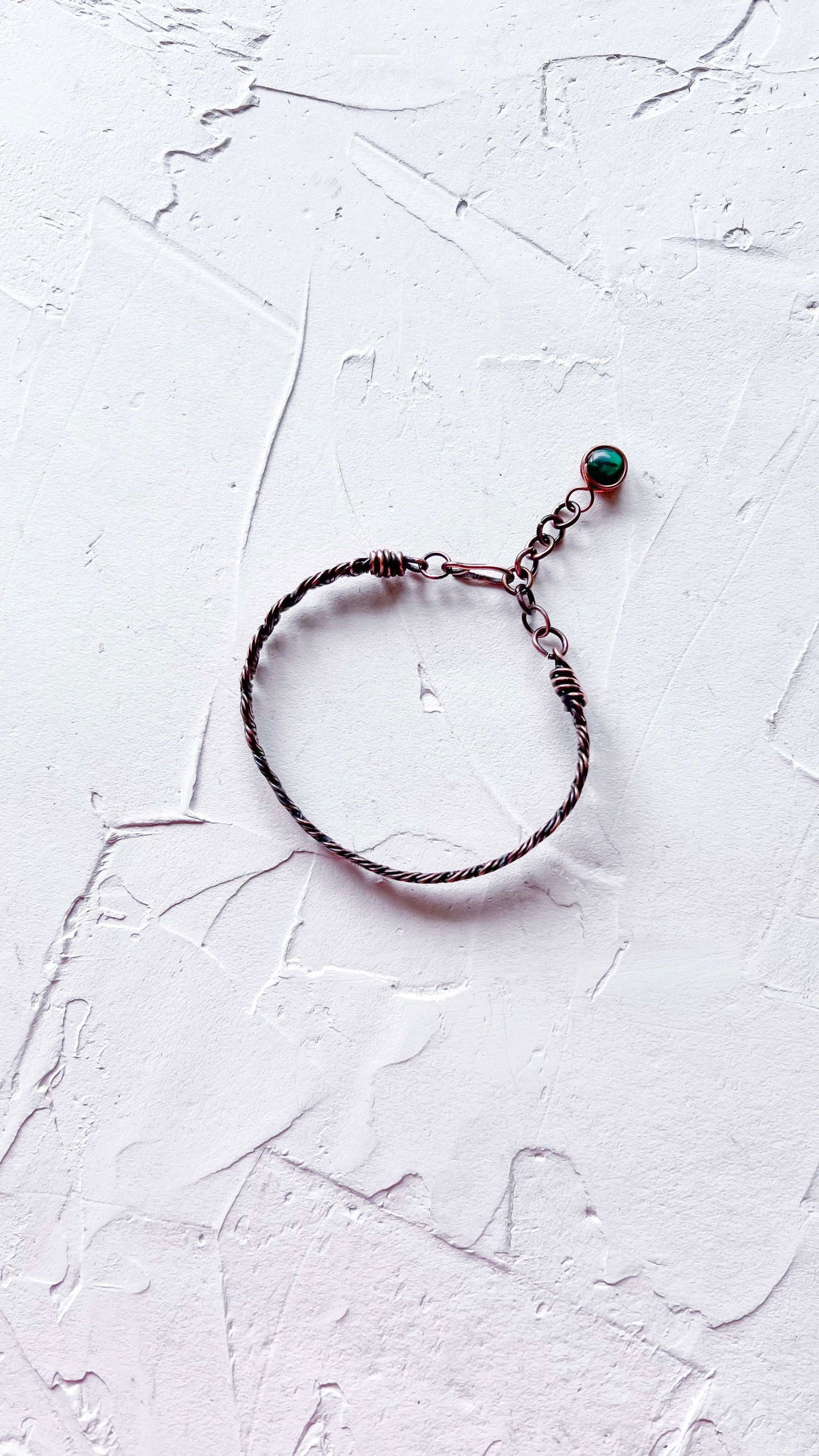 Braided Copper Bracelet with Australian Malachite droplet - Copper Jewels
