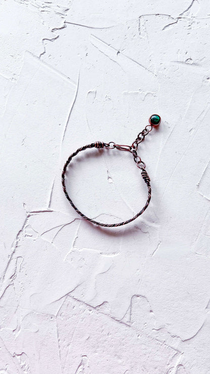 Braided Copper Bracelet with Australian Malachite droplet - Copper Jewels