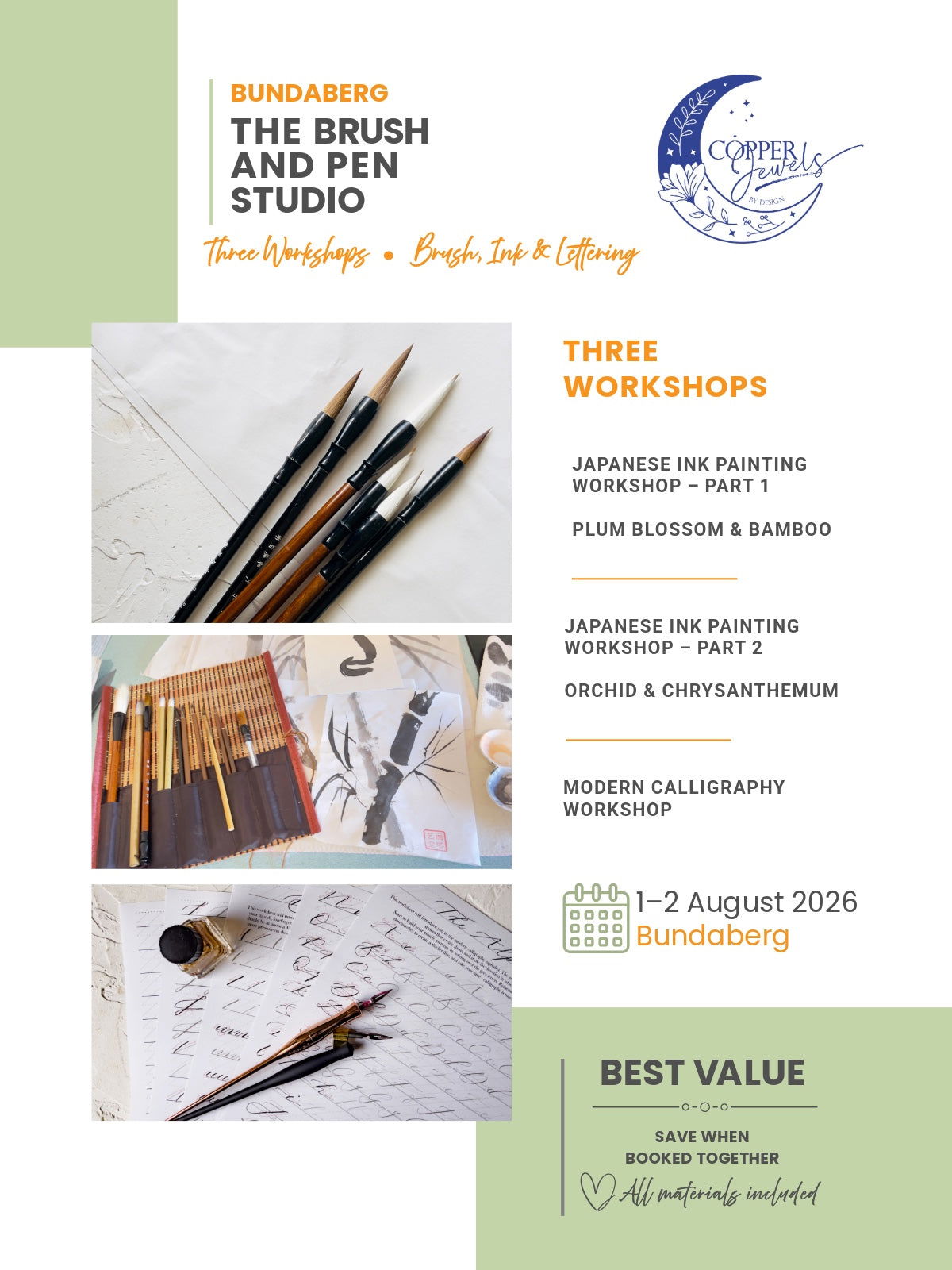 Bundaberg The Brush and Pen Studio Workshop - Copper Jewels