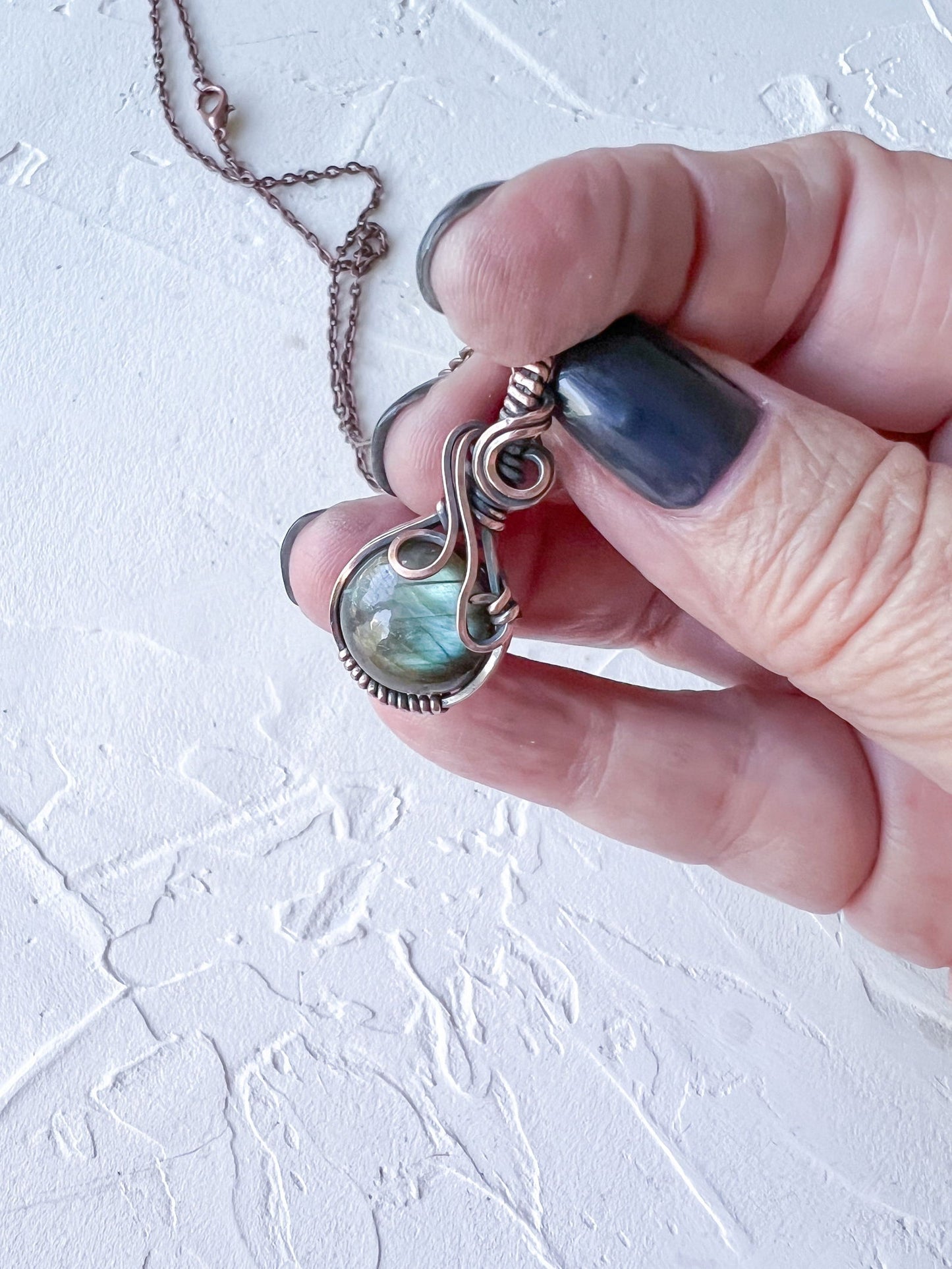 Cheeky Labradorite and Copper Wire Mini Pendant - Copper Jewels