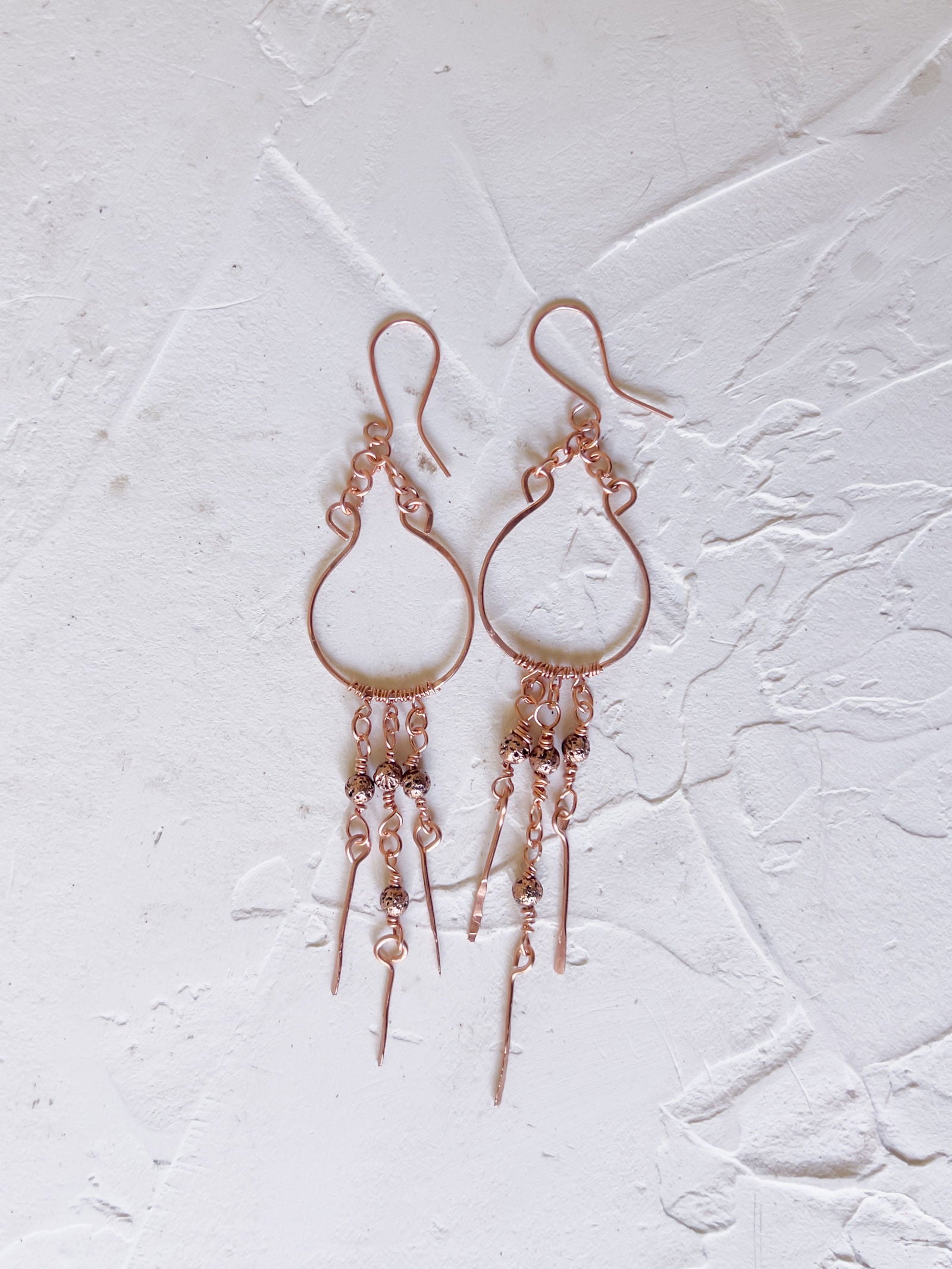 Copper Cascade Pure Copper Earrings - Copper Jewels