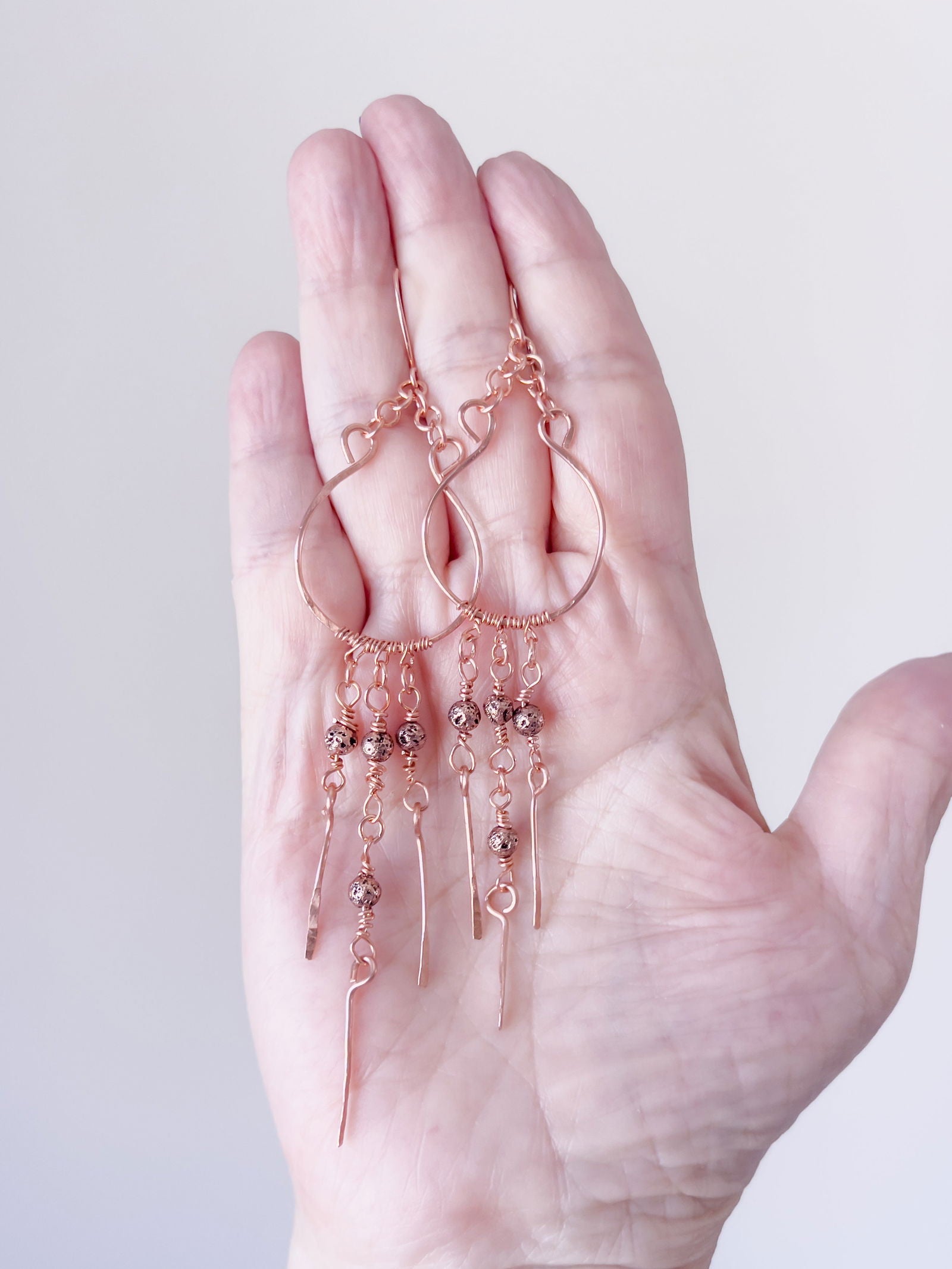 Copper Cascade Pure Copper Earrings - Copper Jewels