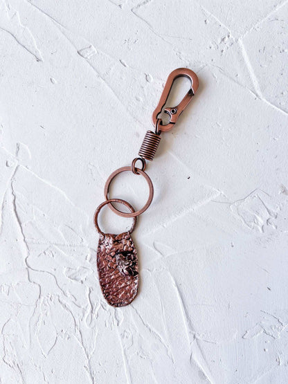 Copper Organic Snakeskin Shed Keyring with Crystal Accents - Copper Jewels