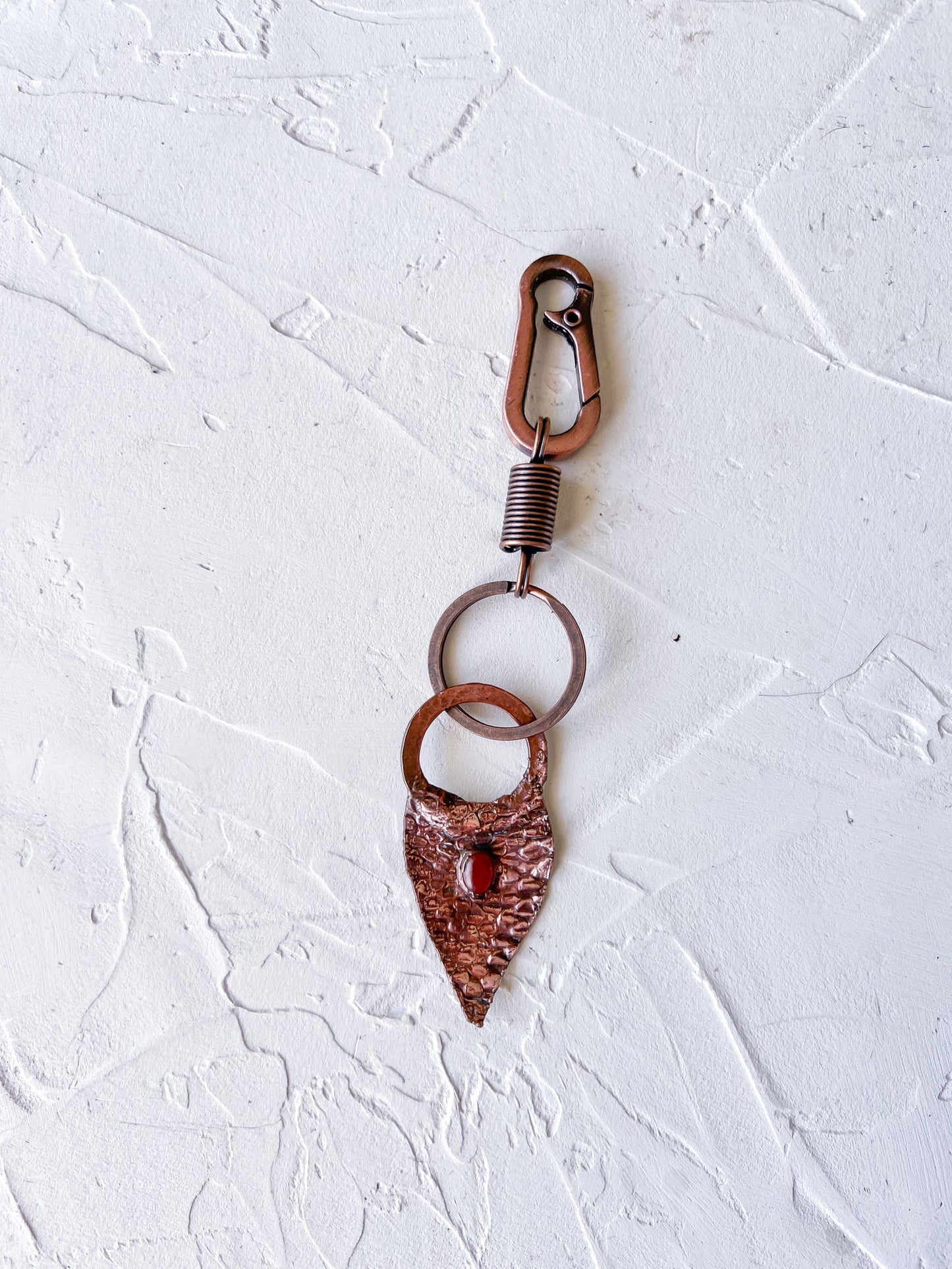 Copper Organic Snakeskin Shed Keyring with Onyx Accent - Copper Jewels