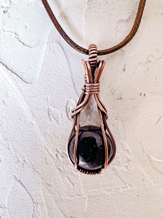 Copper Wire Wrapped lapis Lazuli Pendant 2 - Copper Jewels