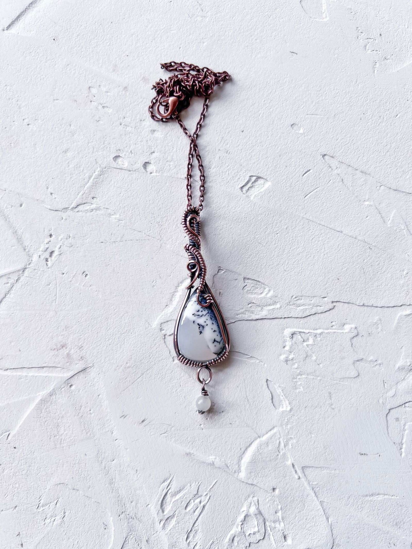 Copper and Merlinite Pendant with Moonstone accent - Copper Jewels