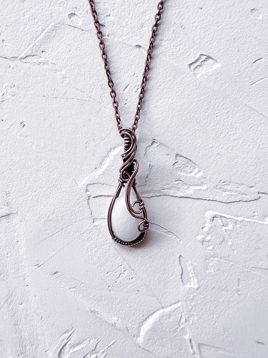 Cute Moonstone and Copper Wire Pendant - Copper Jewels