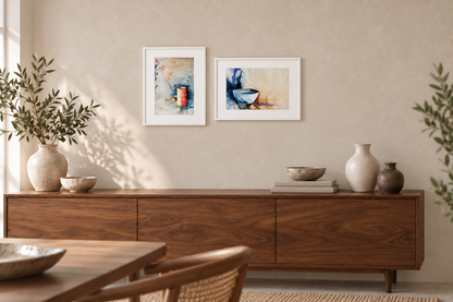 Red Vase and Bowl – Original Watercolour and Mixed Media Still Life