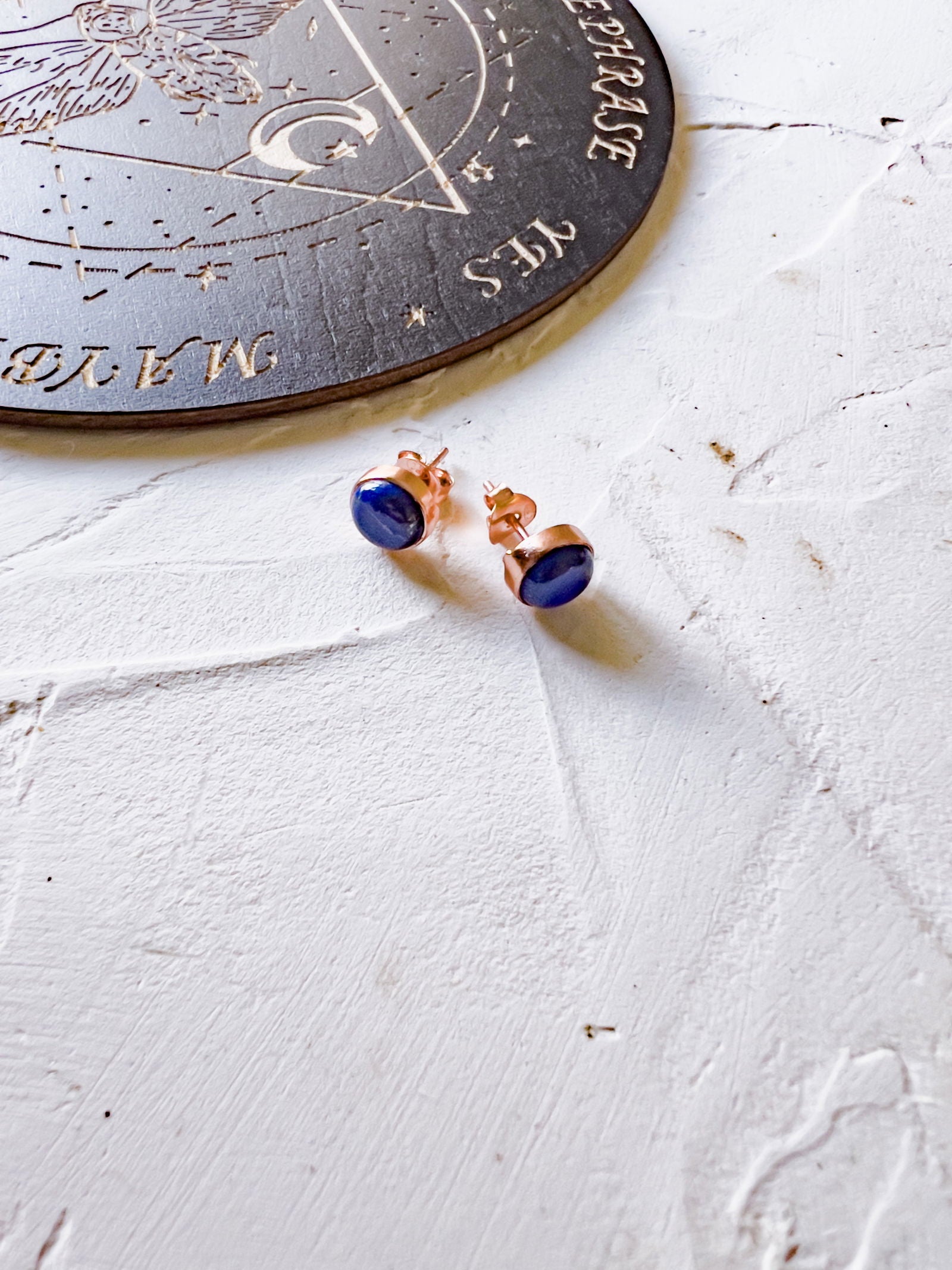 Genuine Stone Stud Earrings in Copper Jewels Style - Copper Jewels