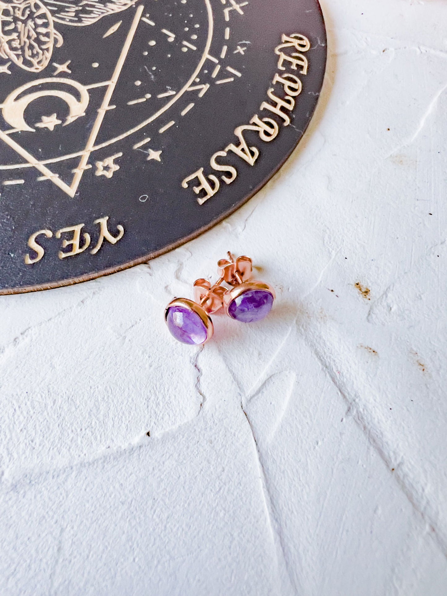 Genuine Stone Stud Earrings in Copper Jewels Style - Copper Jewels