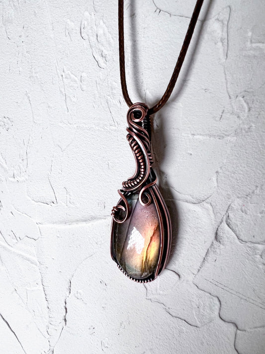 Gold and Purple Witchy Labradorite Pendant - Copper Jewels