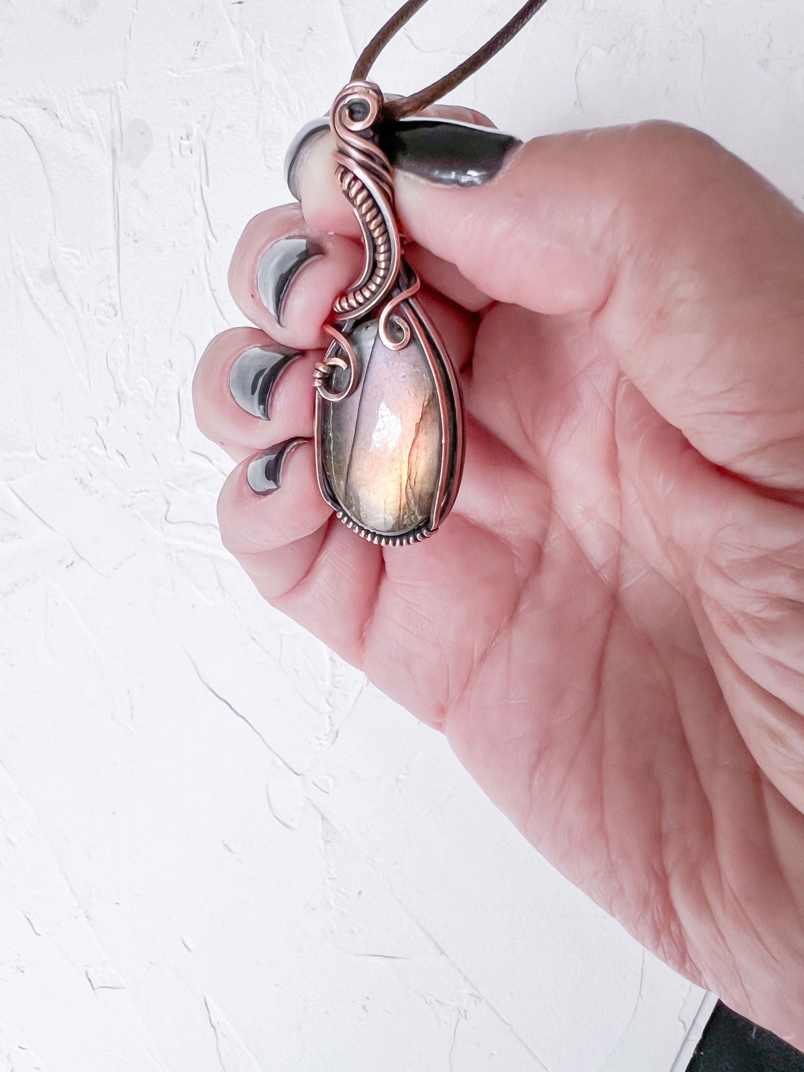 Gold and Purple Witchy Labradorite Pendant - Copper Jewels