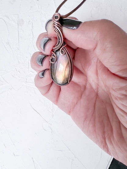 Gold and Purple Witchy Labradorite Pendant - Copper Jewels