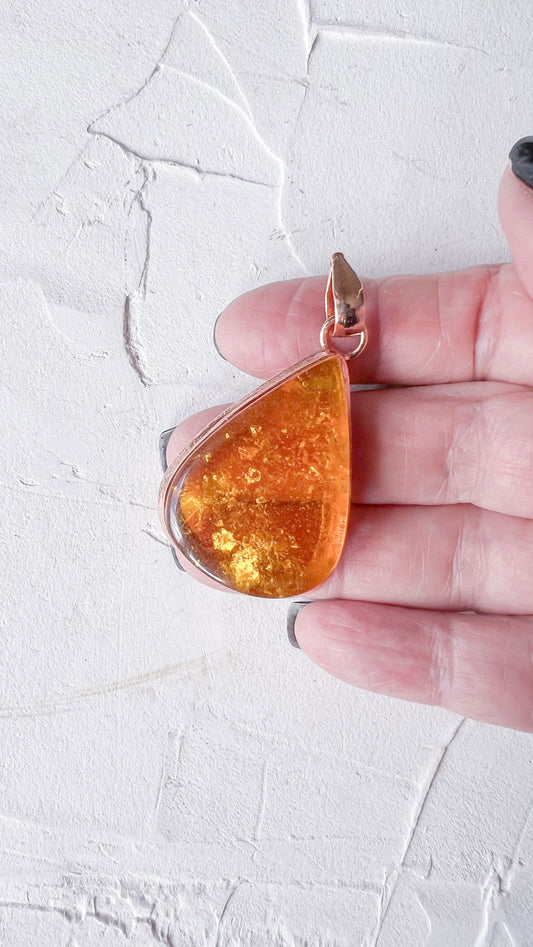 Golden Sunset - Copper and Amber Pendant - Copper Jewels