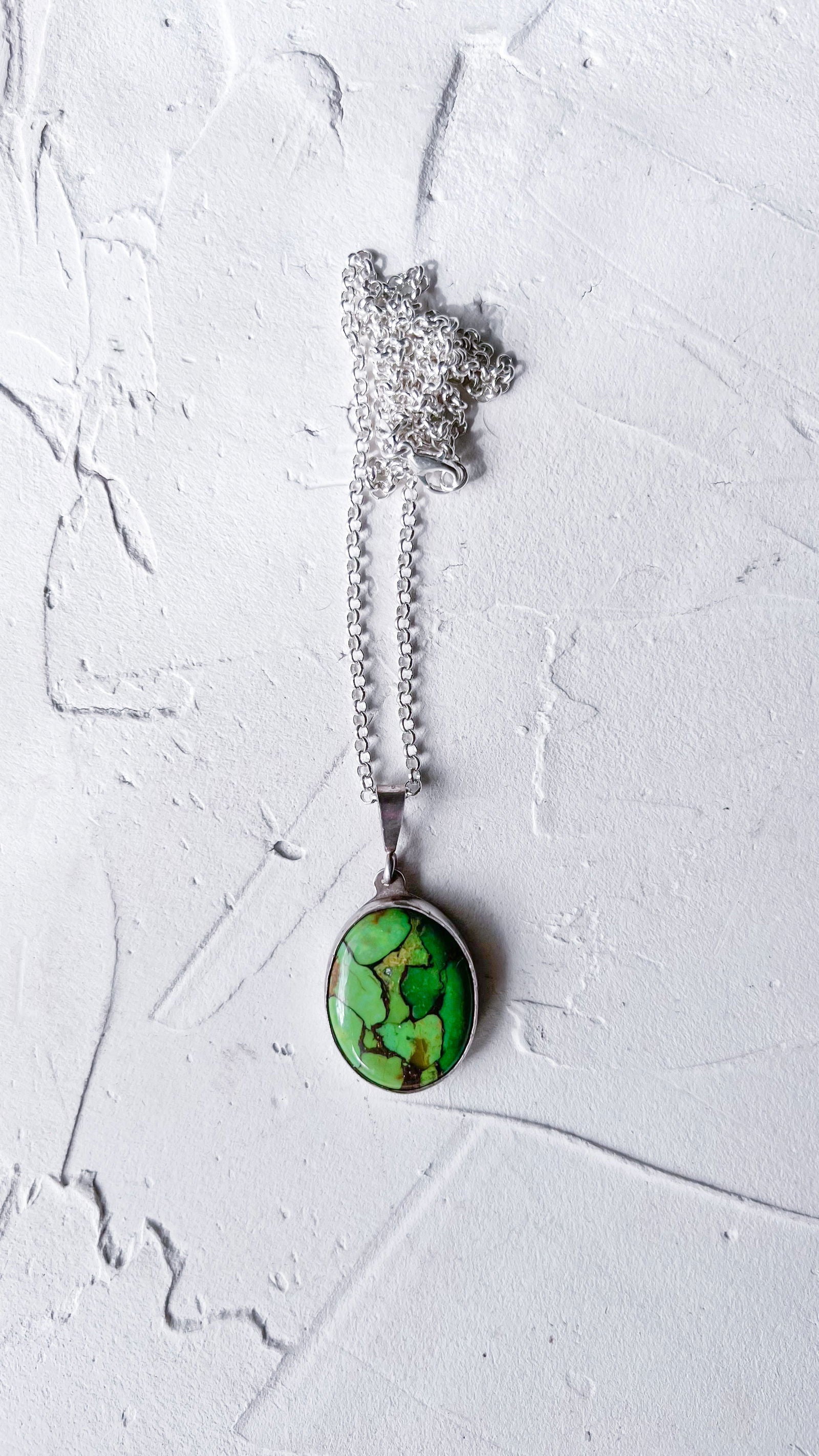 Green Oyster Copper Turquoise Silver Pendant - Copper Jewels