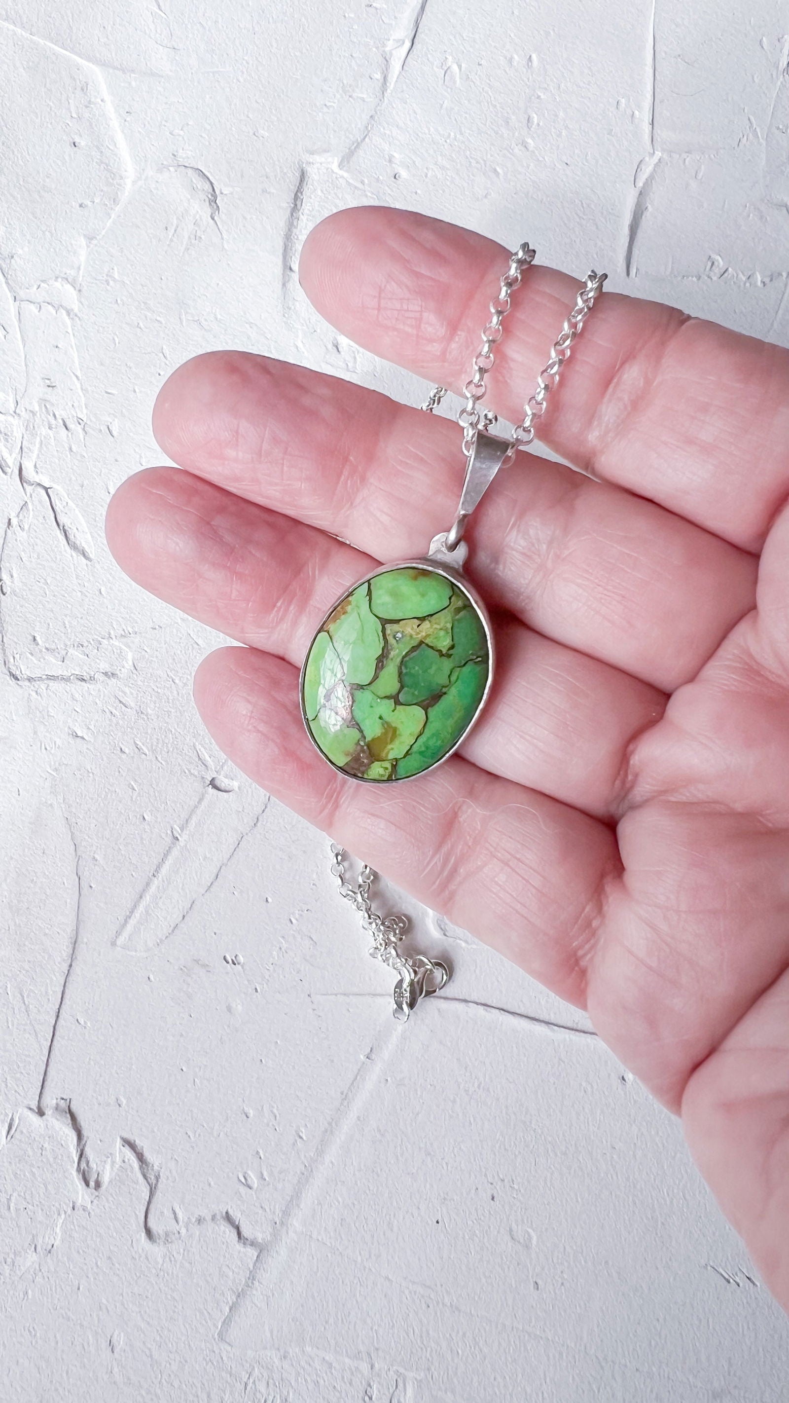 Green Oyster Copper Turquoise Silver Pendant - Copper Jewels