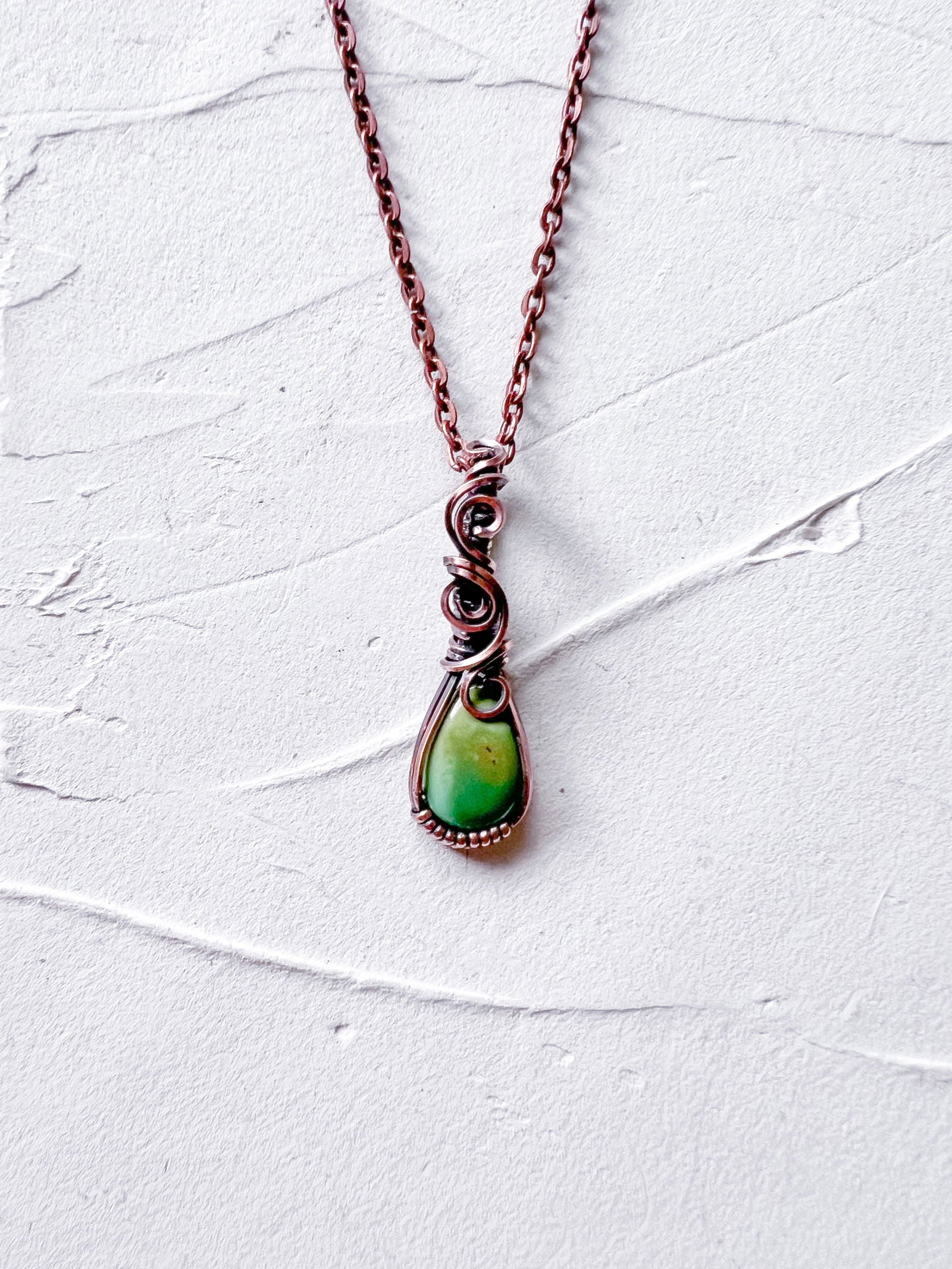 Green Tibetan Turquoise and Copper Pendant - Copper Jewels