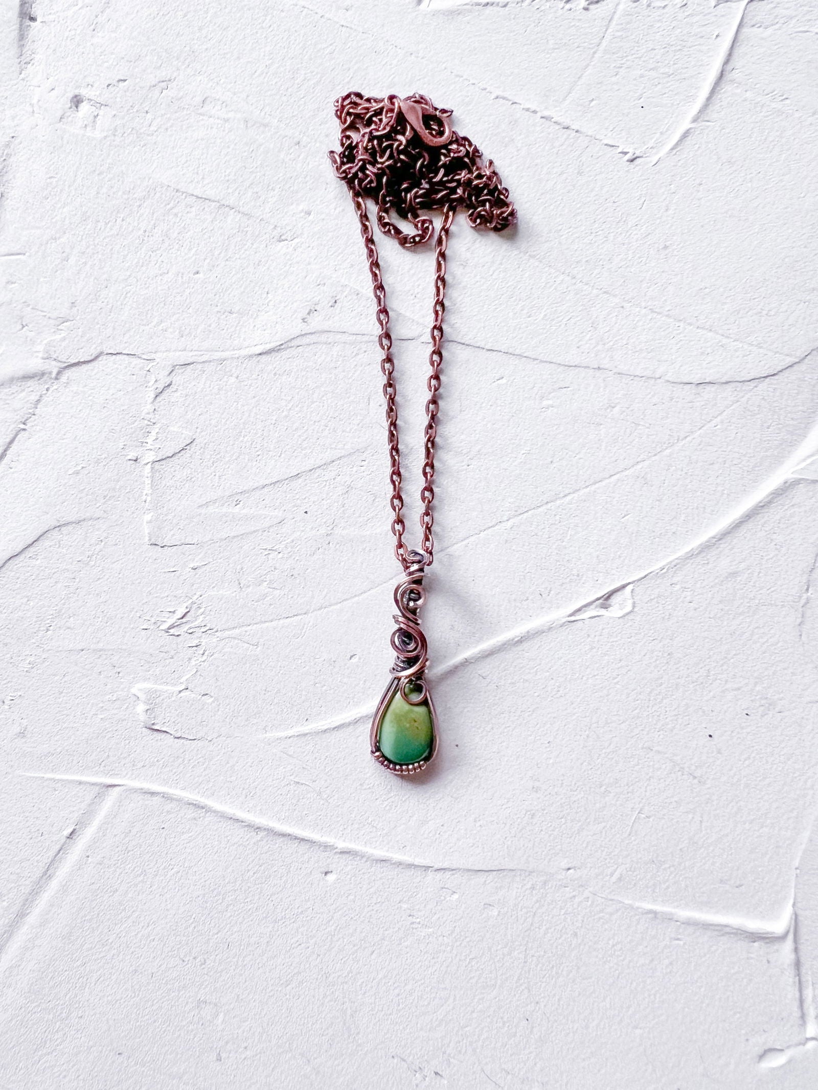 Green Tibetan Turquoise and Copper Pendant - Copper Jewels