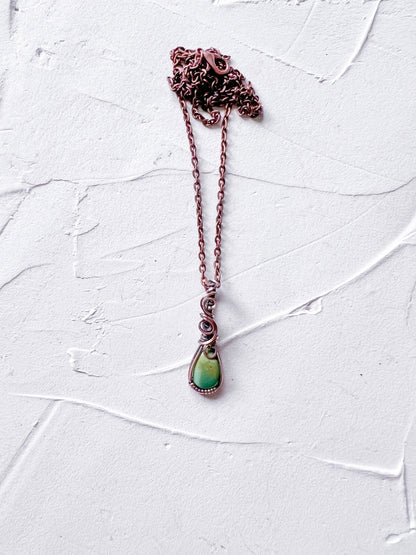 Green Tibetan Turquoise and Copper Pendant - Copper Jewels