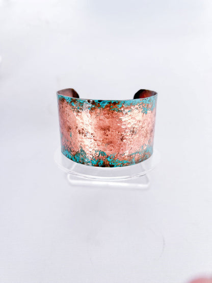 Hand hammered Copper Bangle Verdigris Patina - Copper Jewels