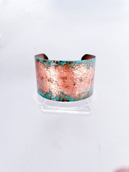 Hand hammered Copper Bangle Verdigris Patina - Copper Jewels