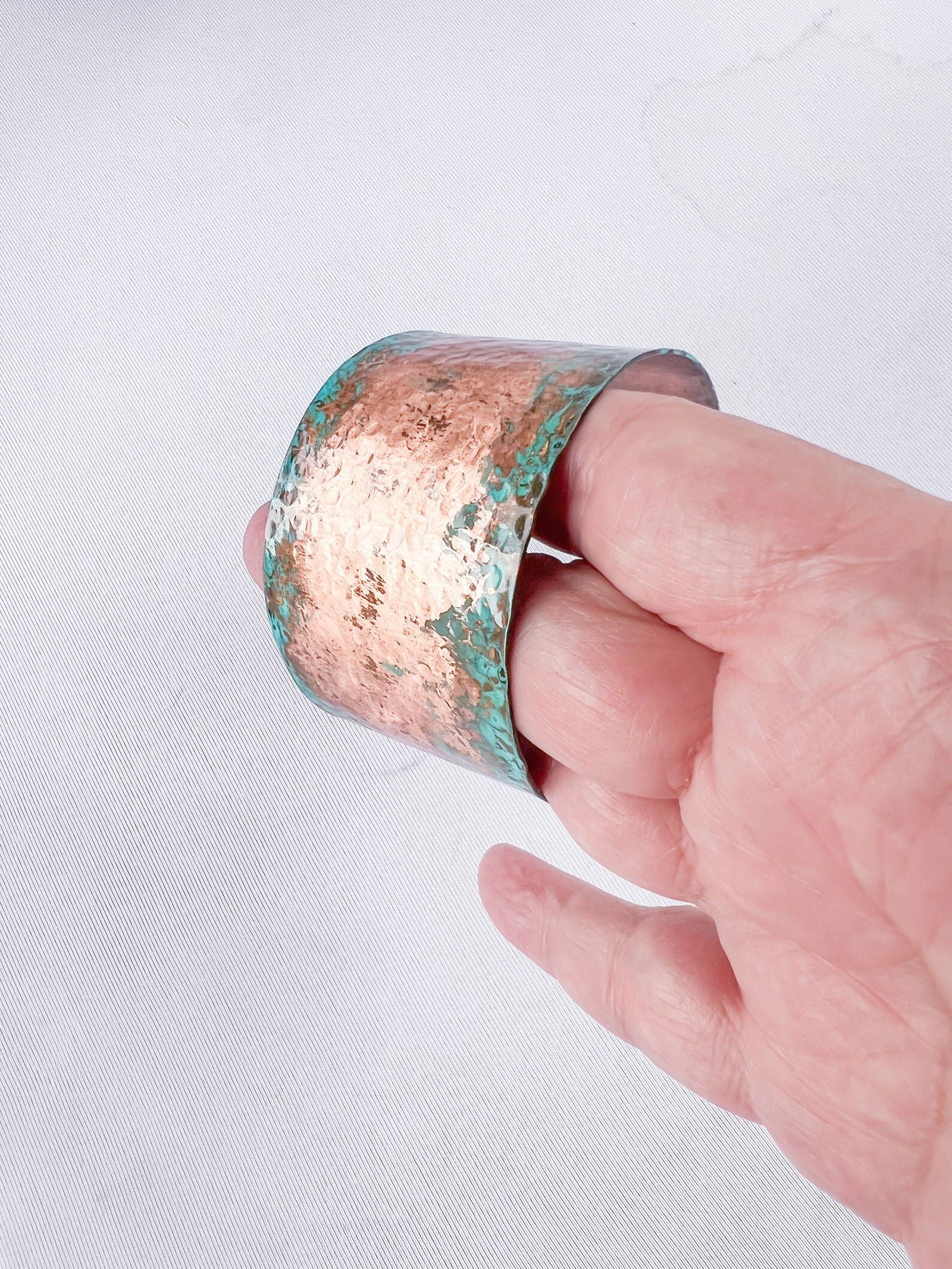 Hand hammered Copper Bangle Verdigris Patina - Copper Jewels