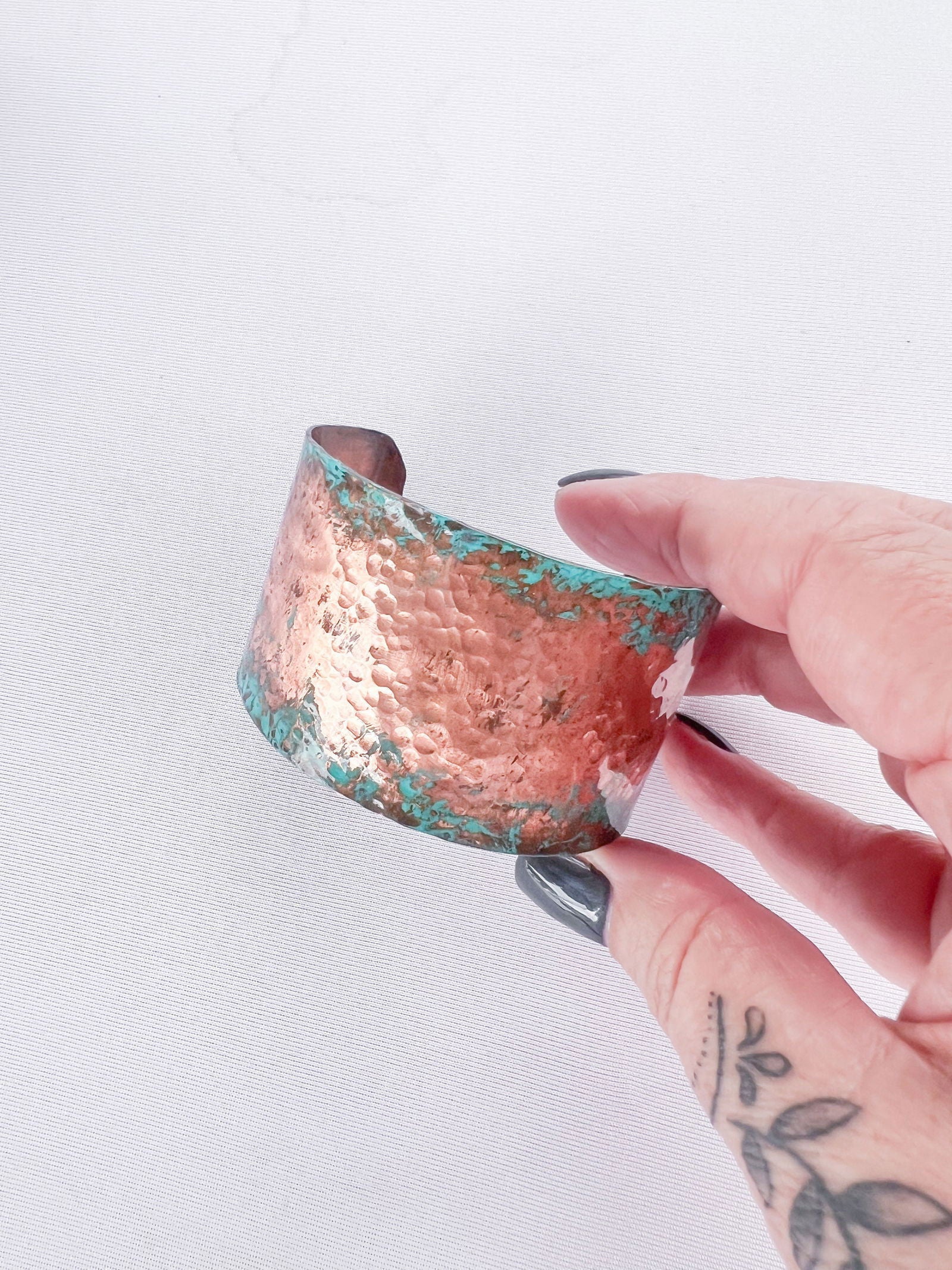 Hand hammered Copper Bangle Verdigris Patina - Copper Jewels