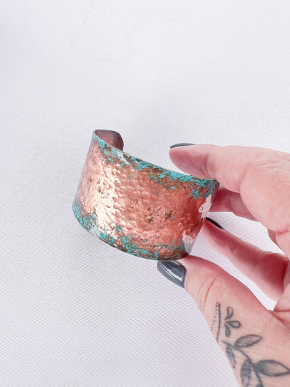 Hand hammered Copper Bangle Verdigris Patina - Copper Jewels