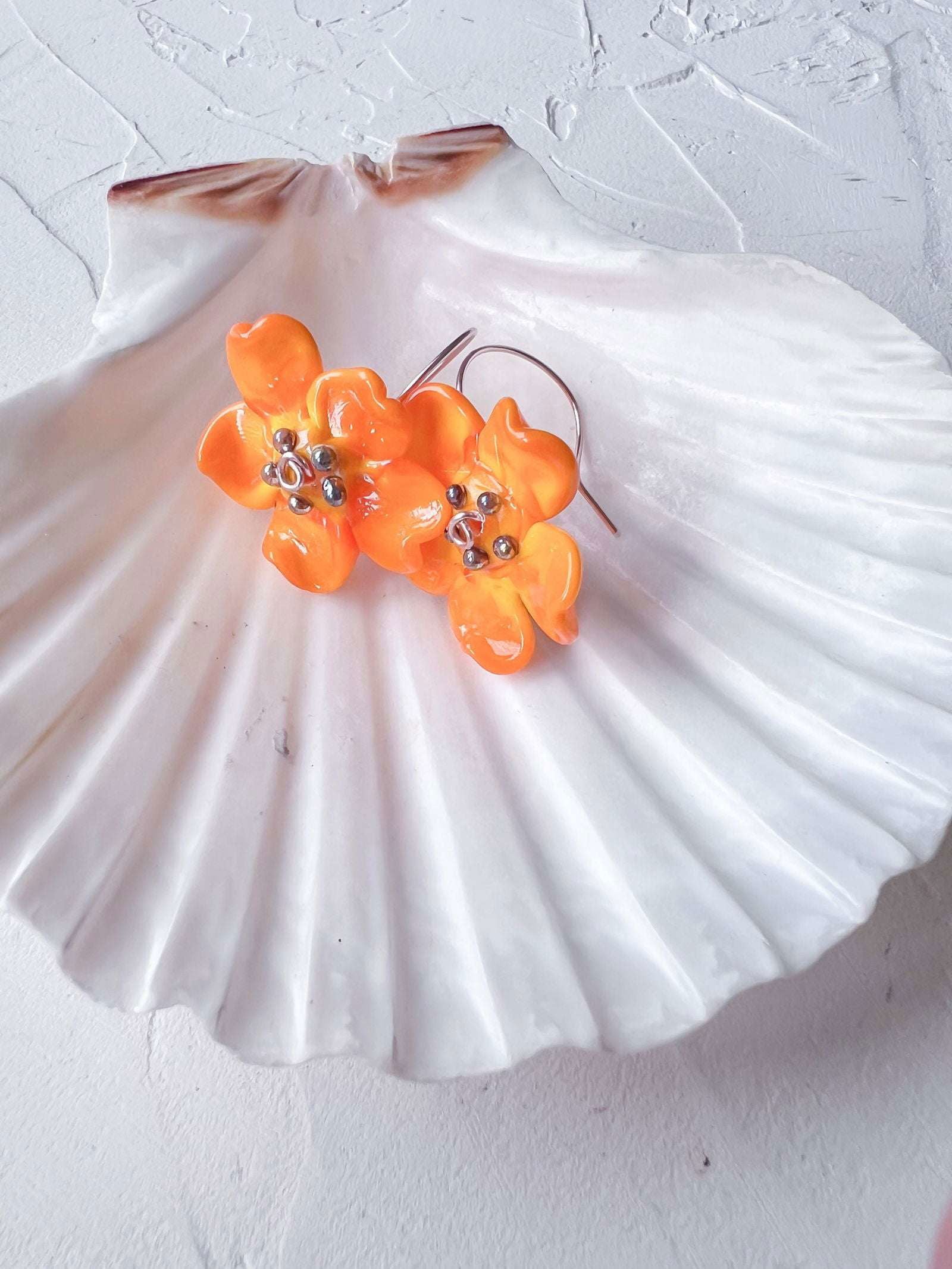Handmade Whimsical Rose Gold Filled Wire and Lampwork Earrings - Copper Jewels