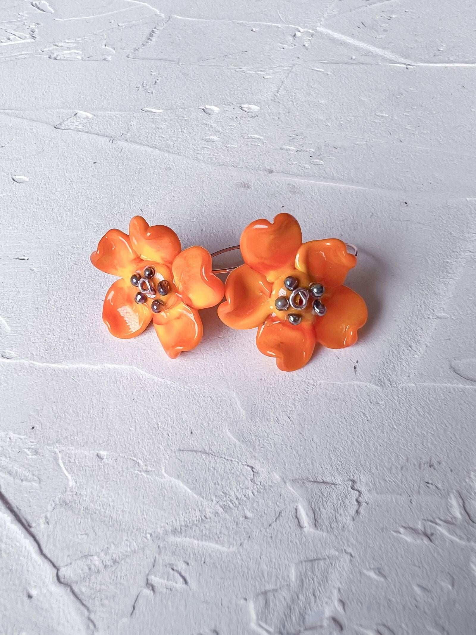 Handmade Whimsical Rose Gold Filled Wire and Lampwork Earrings - Copper Jewels