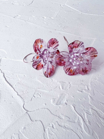 Handmade Whimsical Rose Gold Filled Wire and Lampwork Earrings - Copper Jewels