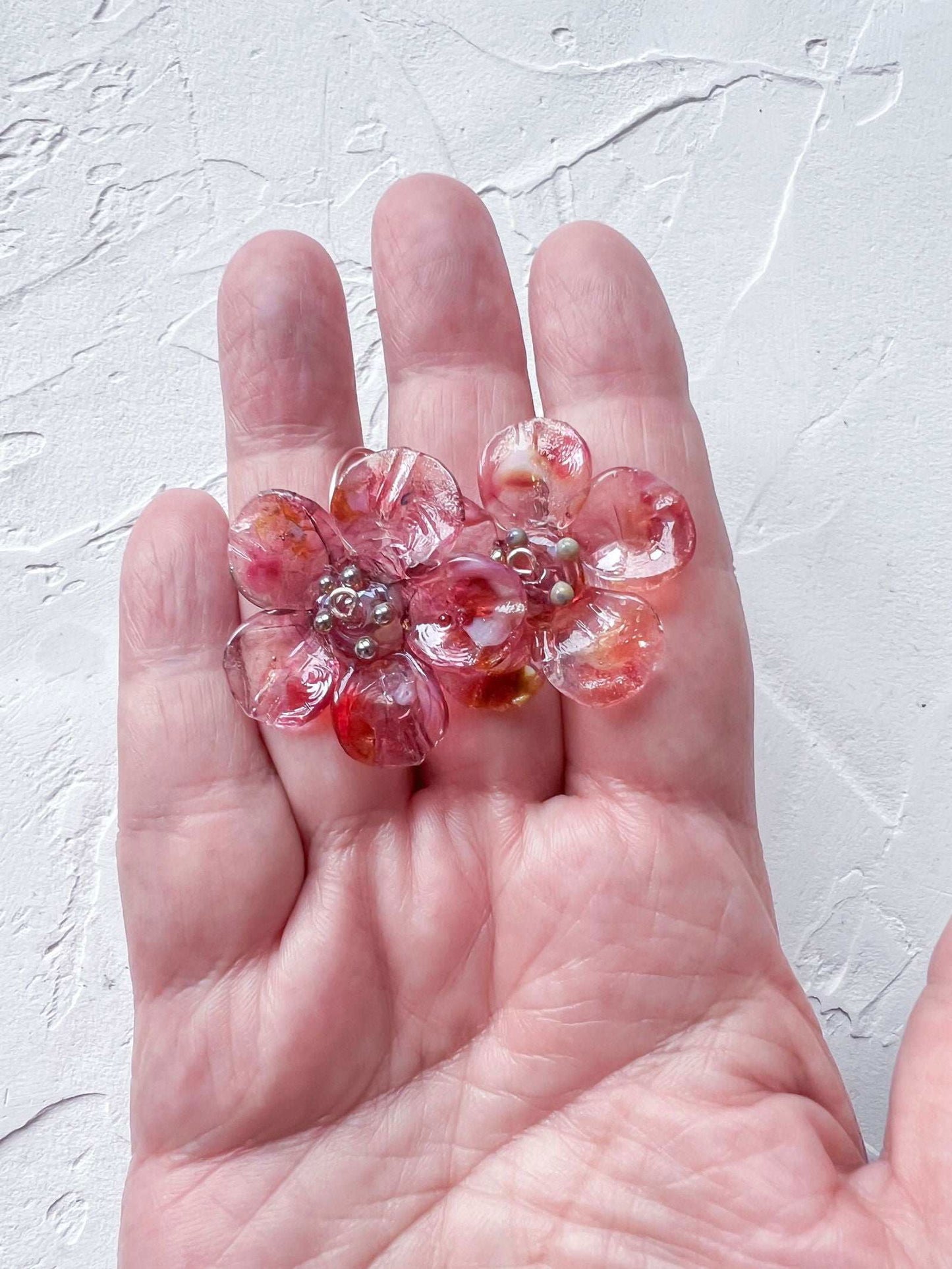Handmade Whimsical Rose Gold Filled Wire and Lampwork Earrings - Copper Jewels