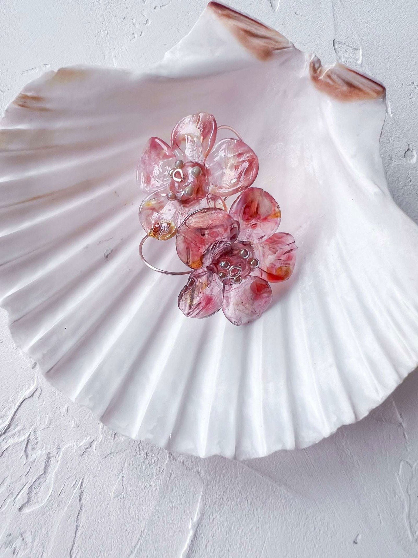 Handmade Whimsical Rose Gold Filled Wire and Lampwork Earrings - Copper Jewels