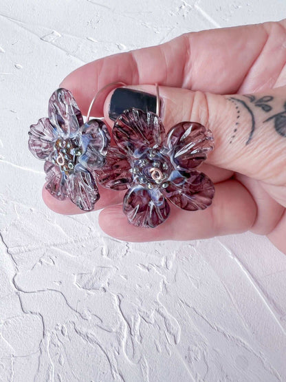 Handmade Whimsical Rose Gold Filled Wire and Lampwork Earrings - Copper Jewels