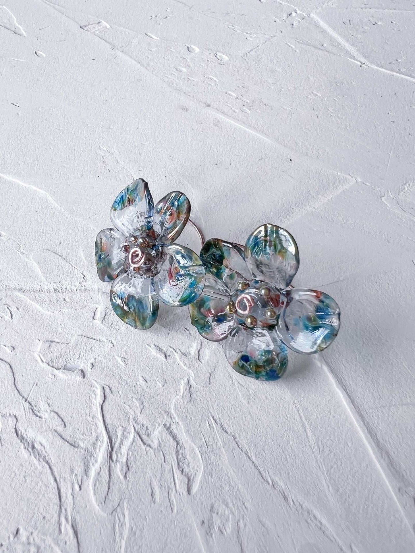 Handmade Whimsical Rose Gold Filled Wire and Lampwork Earrings - Copper Jewels
