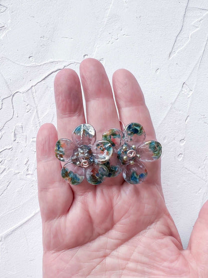 Handmade Whimsical Rose Gold Filled Wire and Lampwork Earrings - Copper Jewels