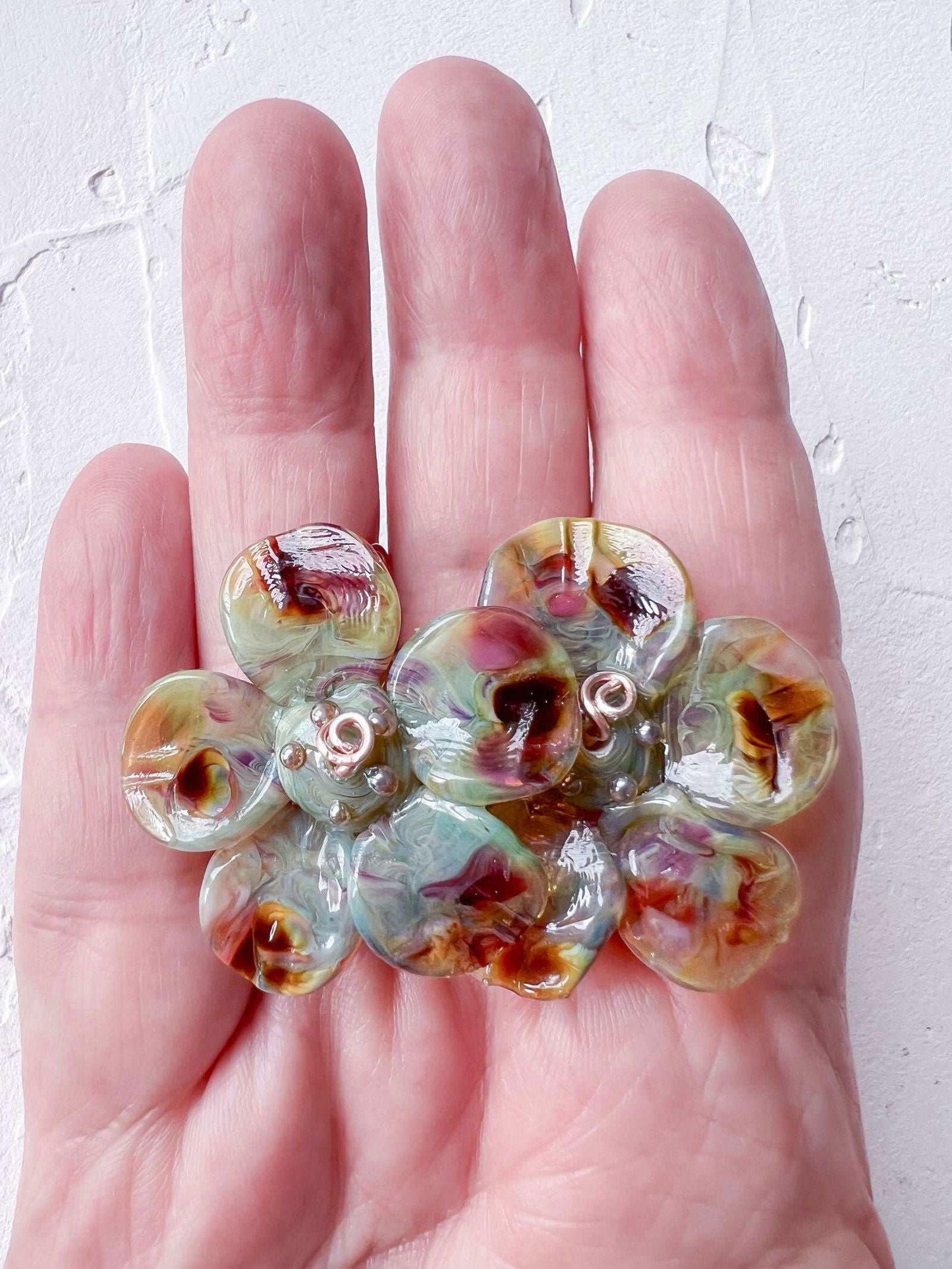 Handmade Whimsical Rose Gold Filled Wire and Lampwork Earrings - Copper Jewels