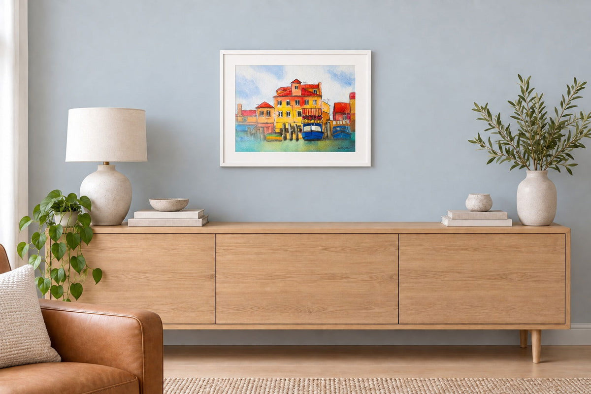 Harbour Colours – Italy | Original Watercolour Painting - Copper Jewels