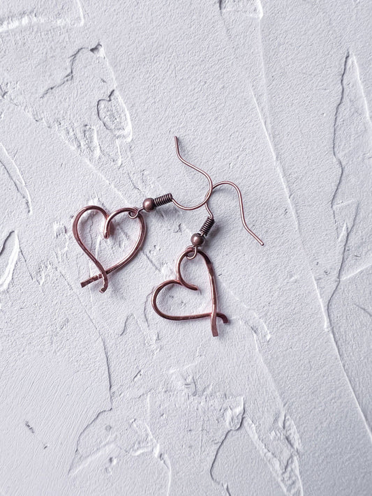 Heart Motif Copper Earrings - Copper Jewels